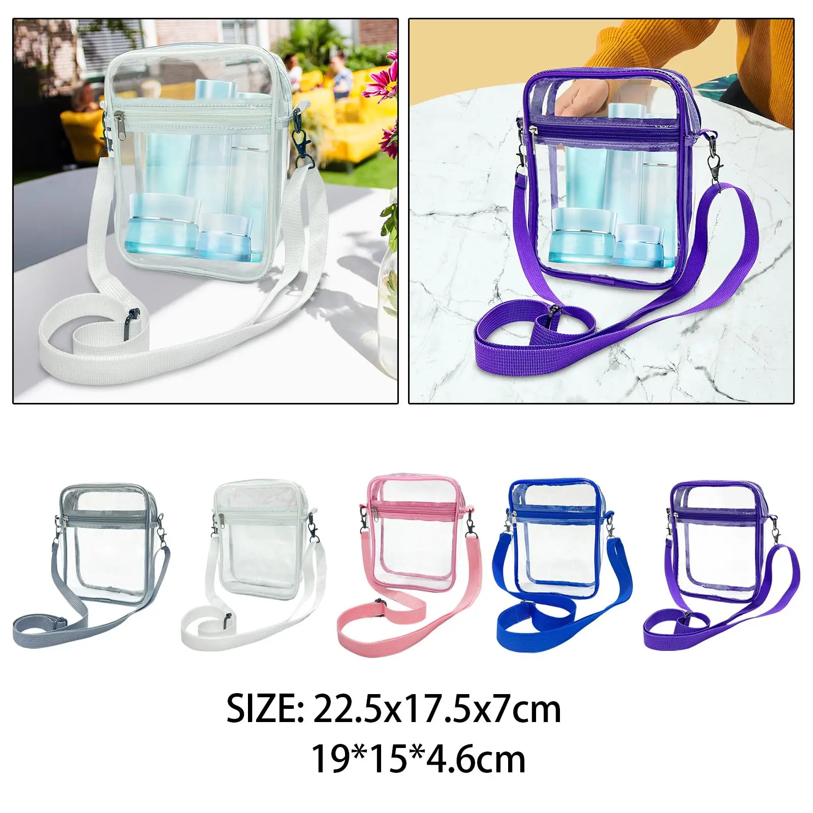 Transparent Crossbody Bag for Women Men Clear PVC Stadium Approved Purse Waterproof Shoulder Bag for Concerts Festivals Travel