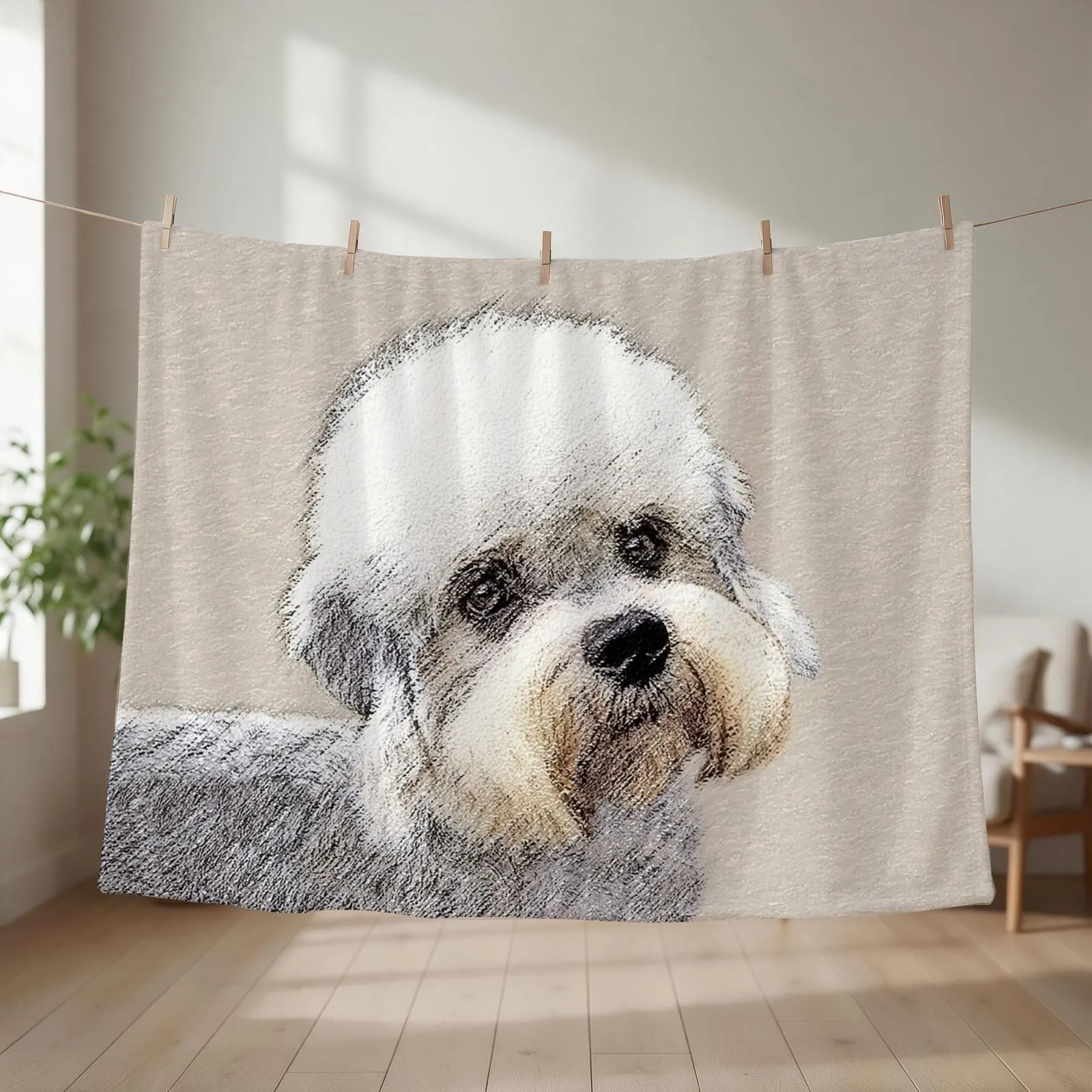 Dandie Dinmont Terrier Throw Blanket couch cozy soft plush fuzzy picnic outdoor blanket