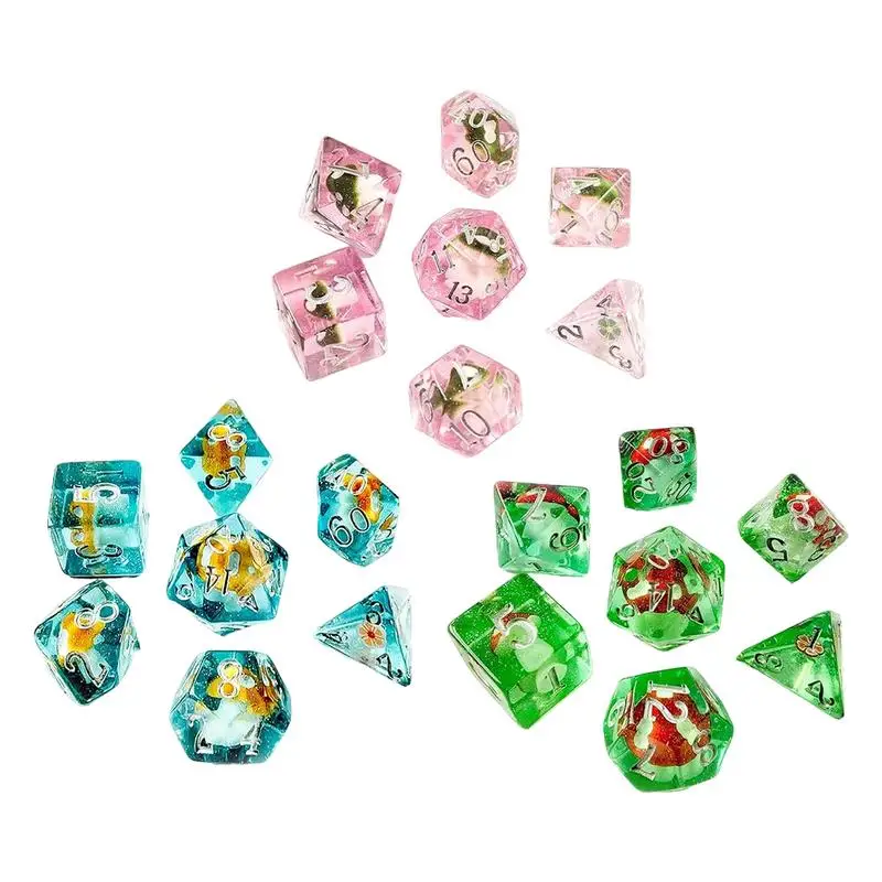 

Игральные кости с грибами, ролевые игры, многогранные кости для ролевых игр, набор из 7 мультяшных настольных игровых костей для детей и взрослых