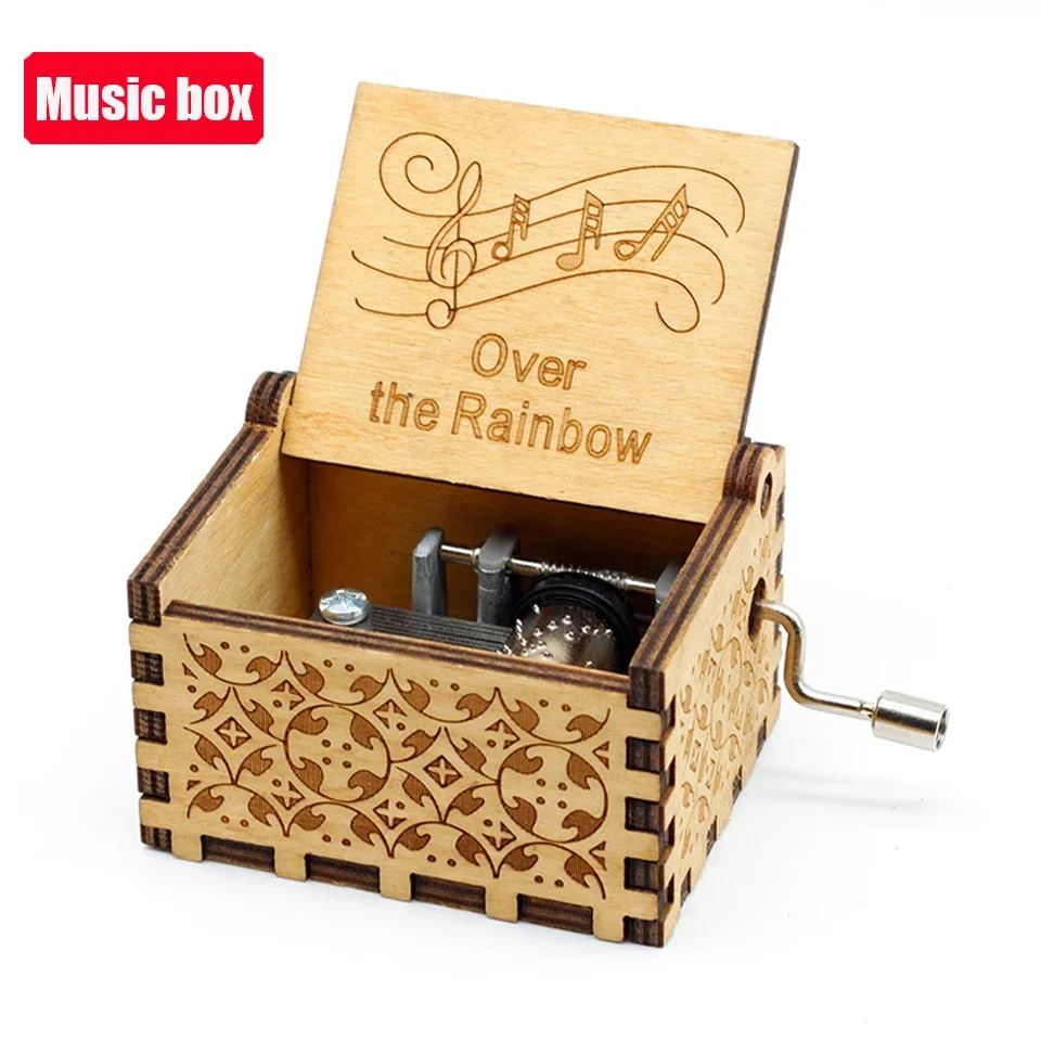 Hot antieke gesneden houten handslinger Simpsons muziekdoos figuur Happy Halloween kerst verjaardagscadeau