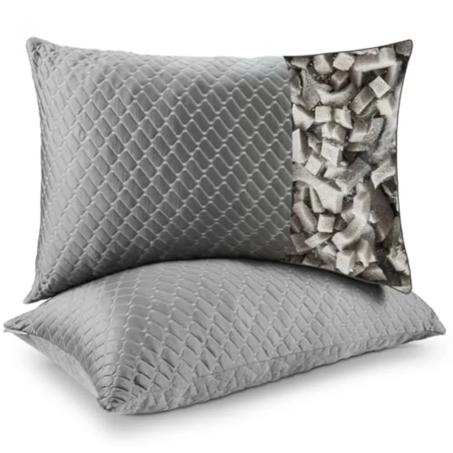 

Memory Foam Pillows King Size Set of 2 Shredded Memory Foam Pillows Cooling Pillow for Sleeping Adjustable Bed Pillows for Side