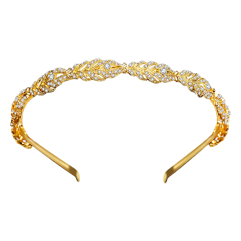 

Golden Crown Headband for Women Wedding Hair Accessories Bridal Headdress Alloy Party Decoration Hoop Rhinestone Design Elegant