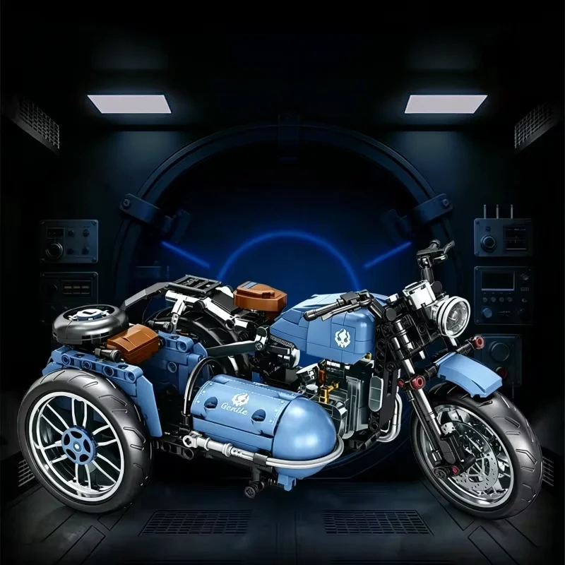 Retro sidecar motorcycle building kit, retro tricycle building kit, DIY assembly toy, adult collection display piece