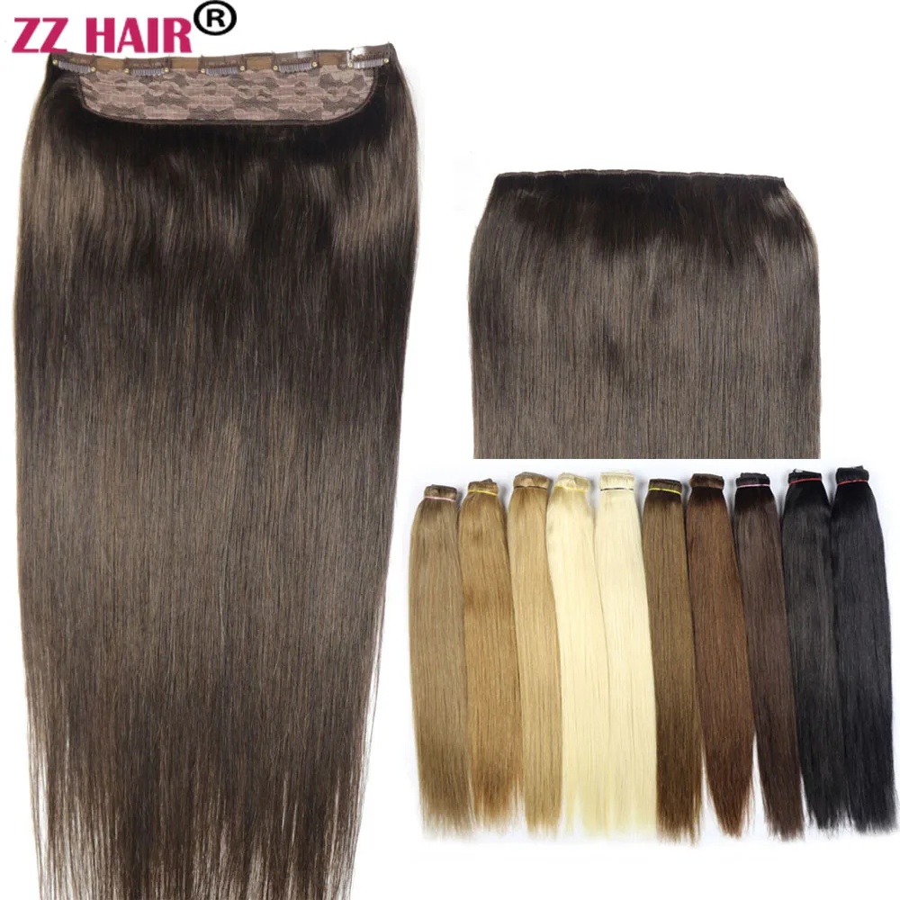 

ZZHAIR 100% бразильские человеческие волосы Remy для наращивания волос 16 "-24" 1 шт. Набор 140 г на клипсе Цельный натуральный прямой