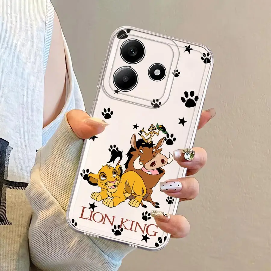 Funda transparente del Rey León para Xiaomi Redmi Note 13C 12S A4 14C 9 10 11 Pro 12 13 14 Pro Plus 10S 10Lite 11S 9S