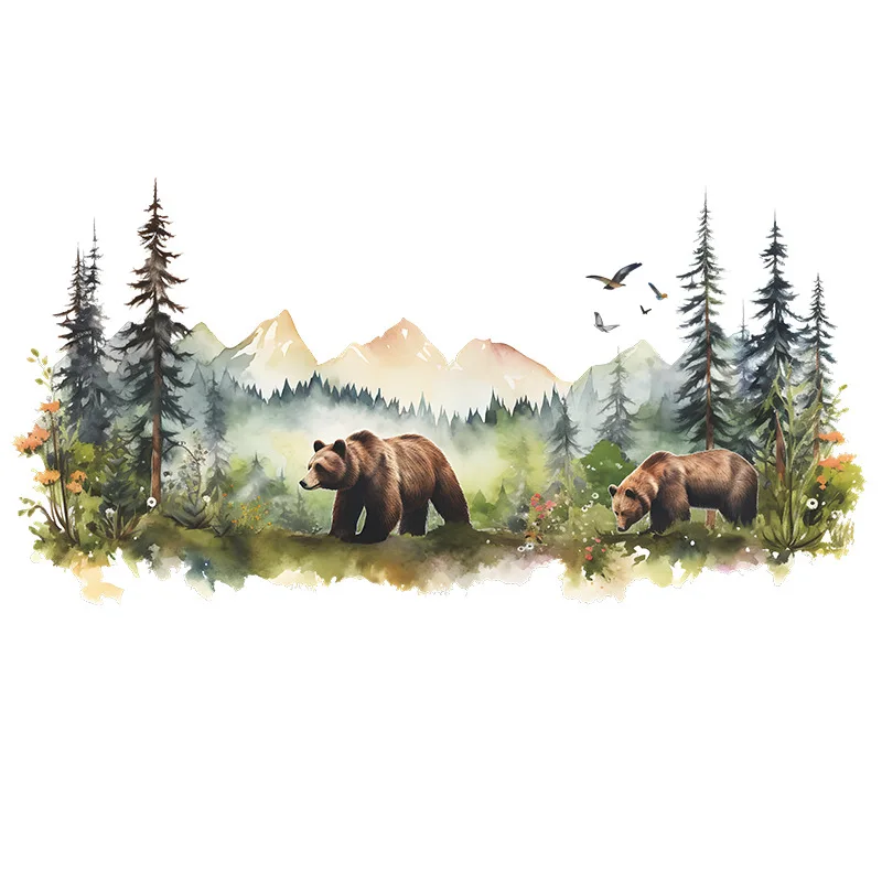 Cartoon Animal Brown Bear Dream Forest Living Room Background Wall Landscaping Home Bedroom Decorative Wall Stickers