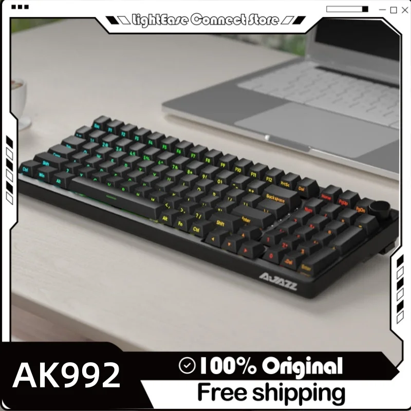 Ajazz Ak992 Mechanical Keyboard Wireless 98key Rgb Hot Swappable Wired Tri Model Gasket Factory Runcha Red Shaft Gaming Keyboard