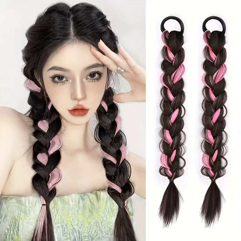 

Цветные блики Парик Конский хвост Синтетическая коса для парика, которую можно плетить свободно