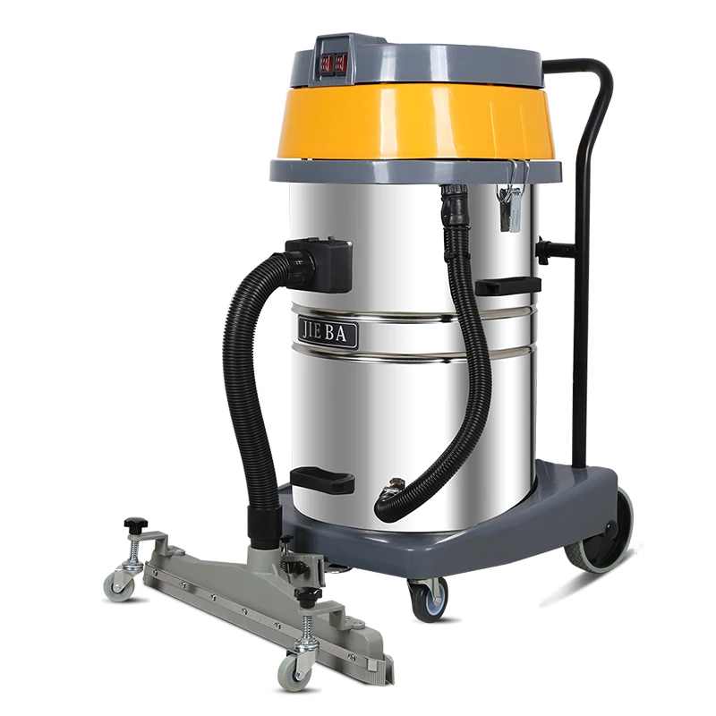 Yellow 70L Manual Vacuum Cleaner 2000W Factory Industrial Commercial Front Scraper Manual Scrubber