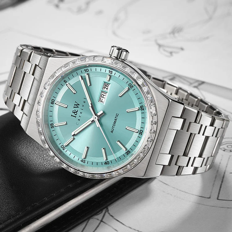 

Швейцарские роскошные мужские часы I&W CARNIVAL с японским механизмом MIYOTA, автоматические, механические, с сапфировым стеклом, водонепроницаемые до 50 м, с бриллиантами, модель 779G