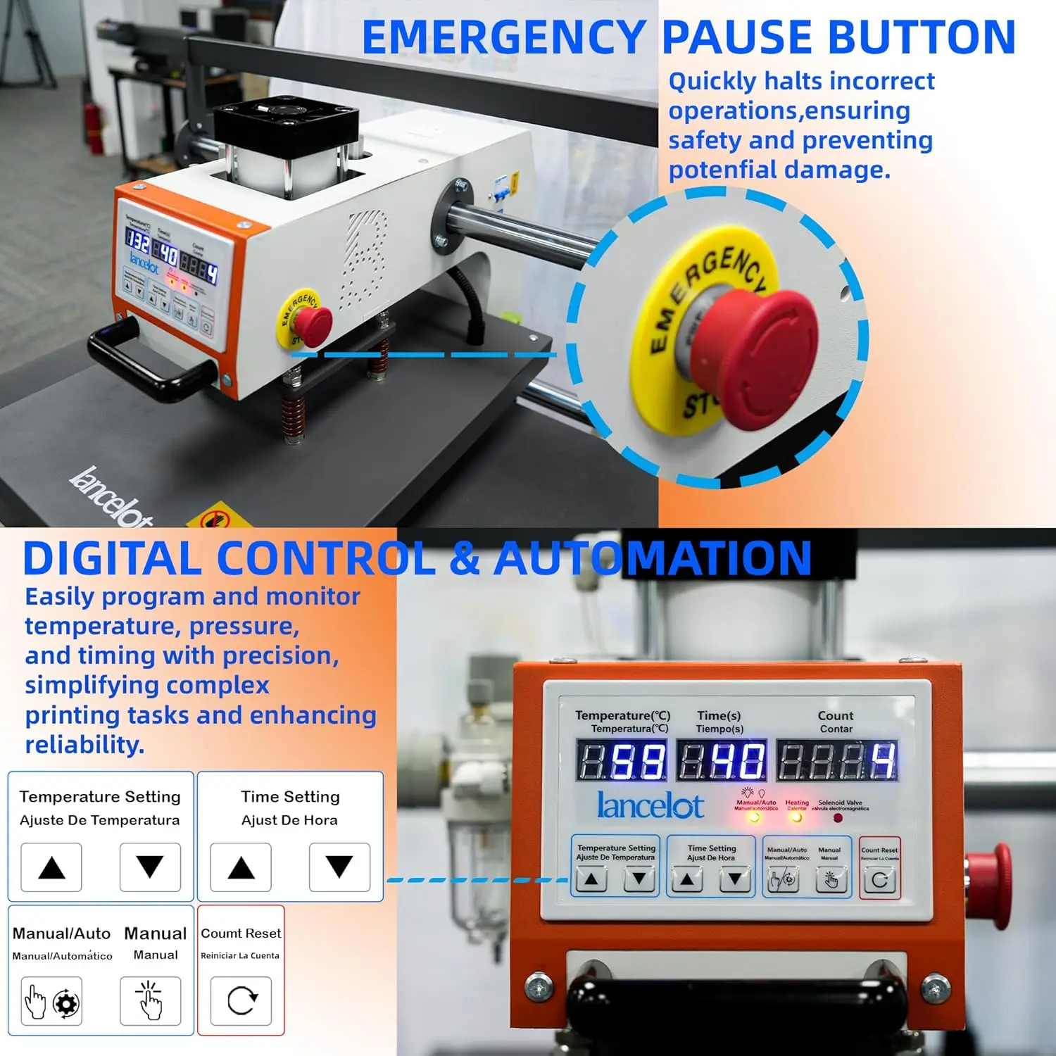 Dual Worktable Pneumatic Heat Press Machine 40x60cm, Automatic & Flat Heat Transfer Printer for T-Shirt, Hat,Mug Hybrid Printing