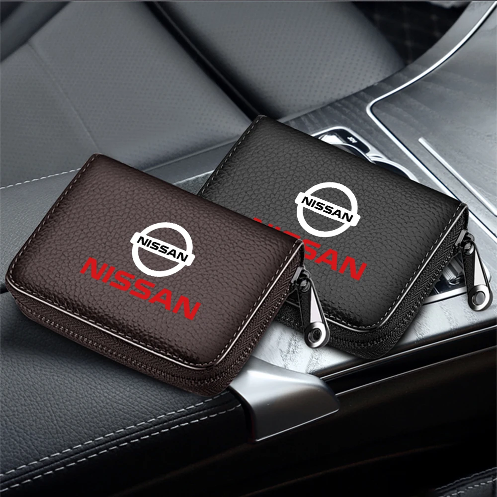 Car Wallet Driver license Credit Card Storage Bag For Nissan Nismo Qashqai J11 Juke Micra X Trail Leaf Sentra Car Accessories