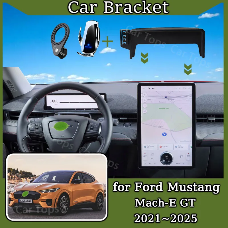 Car Mobile Phone Holder For Ford Mustang Mach-E GT 2025 2024 2023 2022 Mount MagSafe Bracket Wireless Charger Stand Accessories