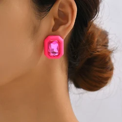 Boucles d'oreilles à tige carrée en biscuits pour femmes, boucles d'oreilles géométriques, cadeau de fête de bureau, bijoux à la mode, tendance, nouveau, 2023