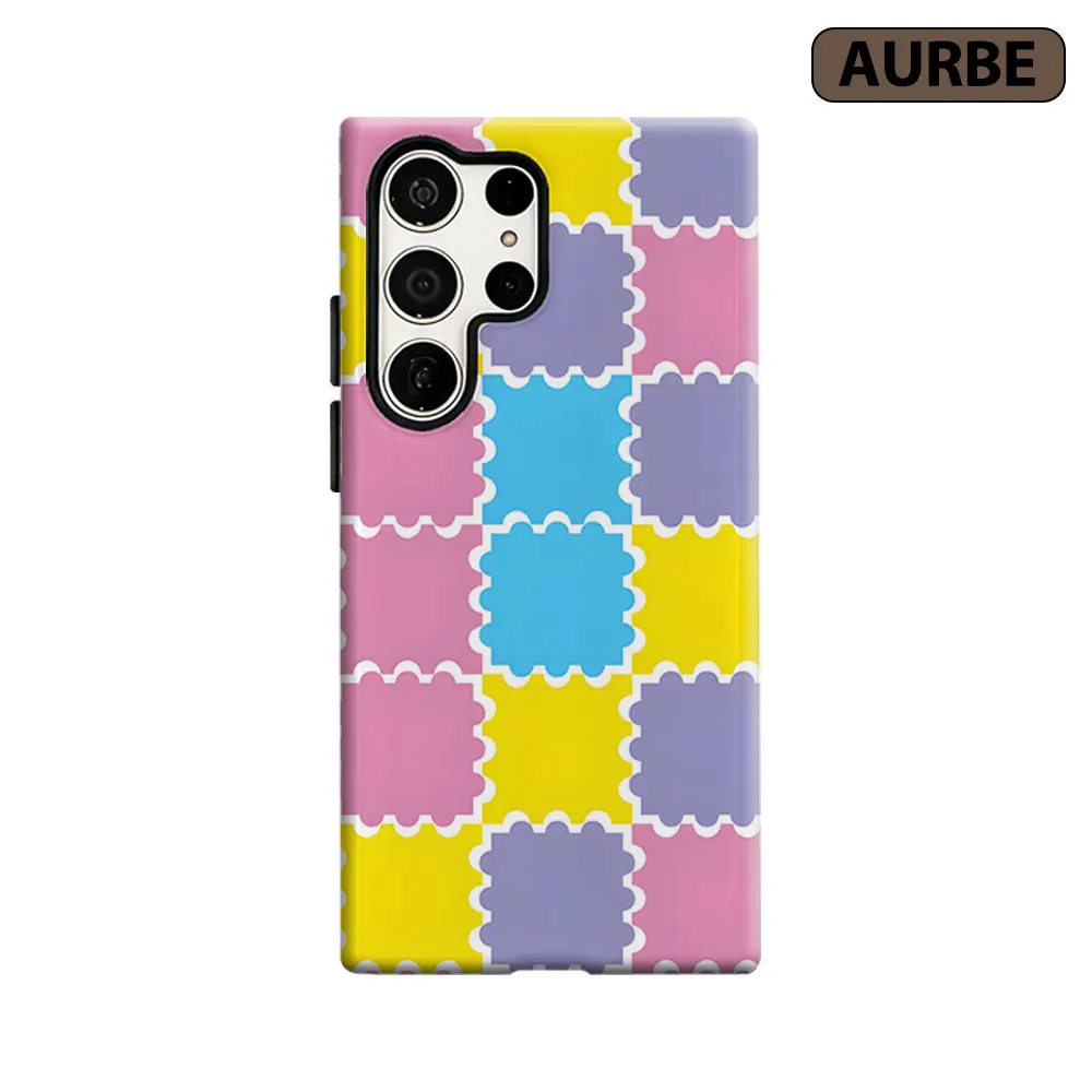 Bright Scalloped Tiles Phone Case For Samsung Galaxy S26 S25 S24 S23 Ultra Plus HD Hard Double Layer Film Cover