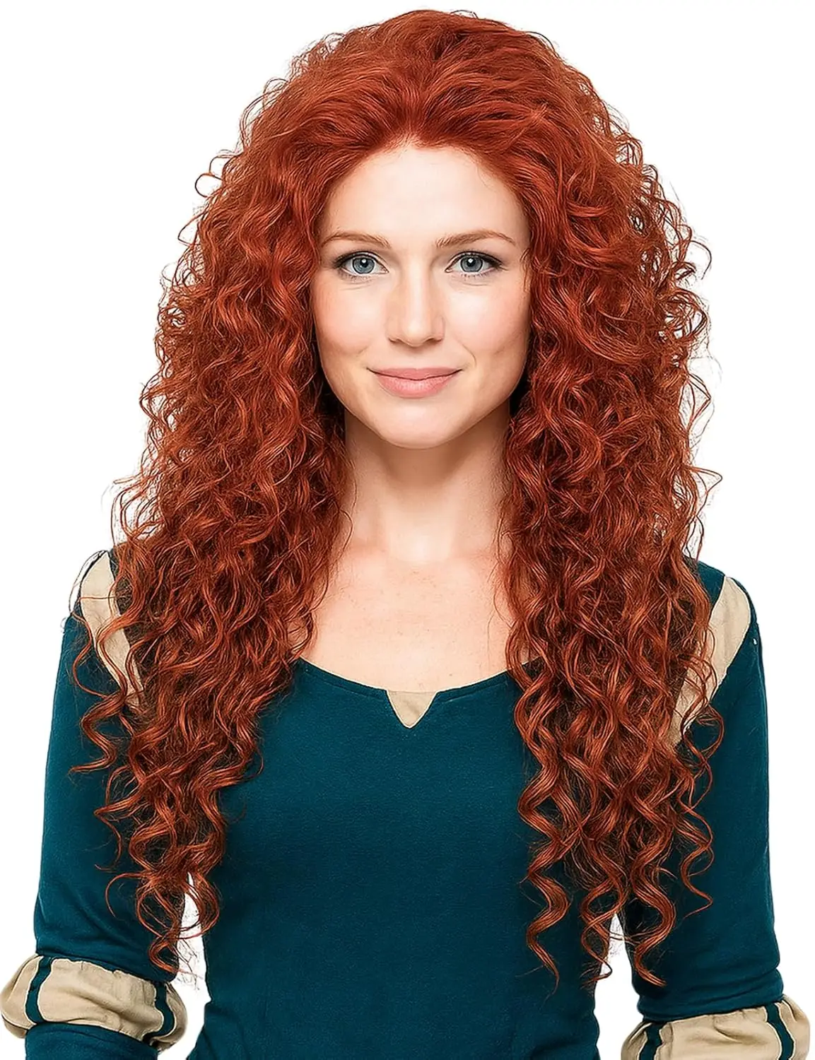 Women's Long Curly Red Orange Wig for Costume - Anime Princess Inspired Synthetic Wigs for Halloween Cosplay Party (Adults)