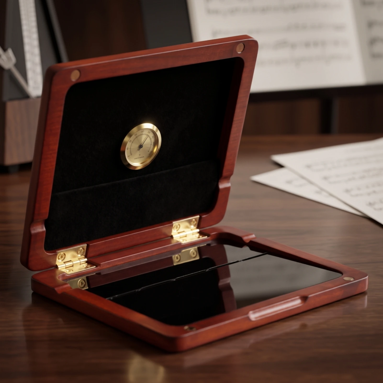 Wooden Reed Storage Case with Humidity Gauge Protective Reed Box for Daily Practice and Gigs