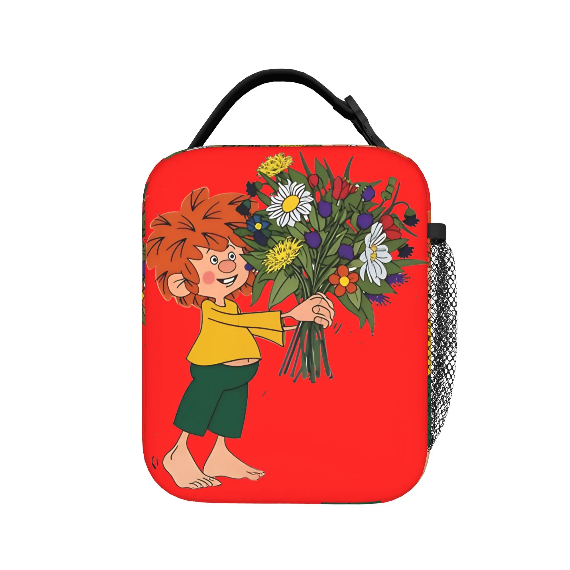 Pumuckl gives a beautiful bouquet of flowers Insulated Lunch Bags Large  Thermal Bag Tote Lunch Box Office  Outdoor Men Women