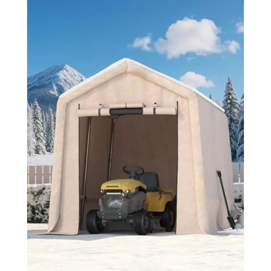 Heavy-Duty Portable Storage Shed Feet, Multi-Purpose Outdoor Garage and Carport Shelter with Roll-Up Zipper Door and Vent, 240g