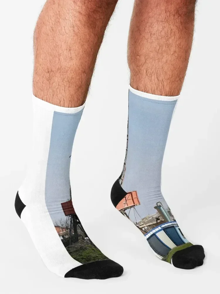 Oil and gas drilling rig with workers Socks football summer winter Non-slip Woman Socks Men's