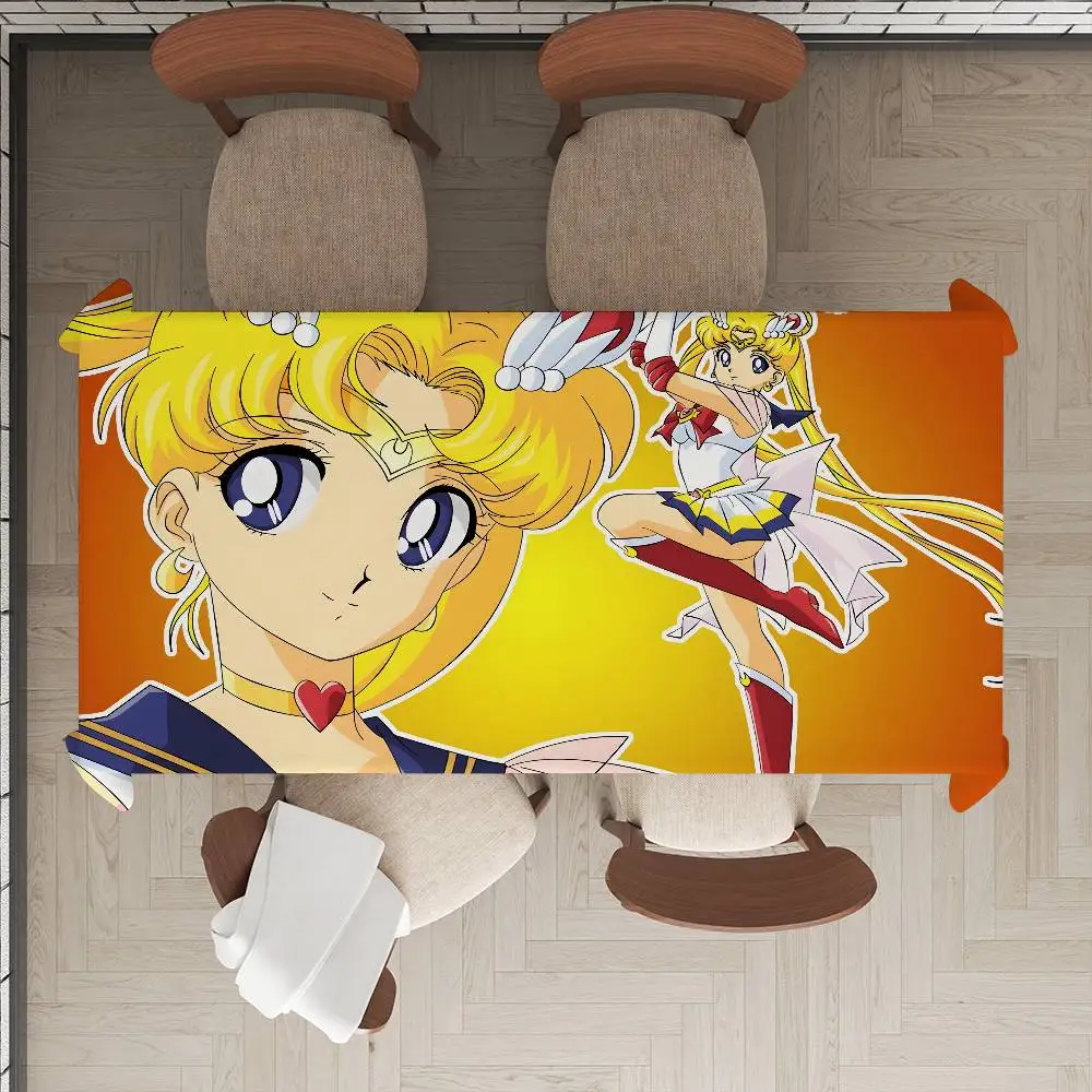 S-Sailor M-Moon Tablecloth Table Cover Christmas Picnic Party Birthday Wedding Waterproof Desk Cloth Table Decor