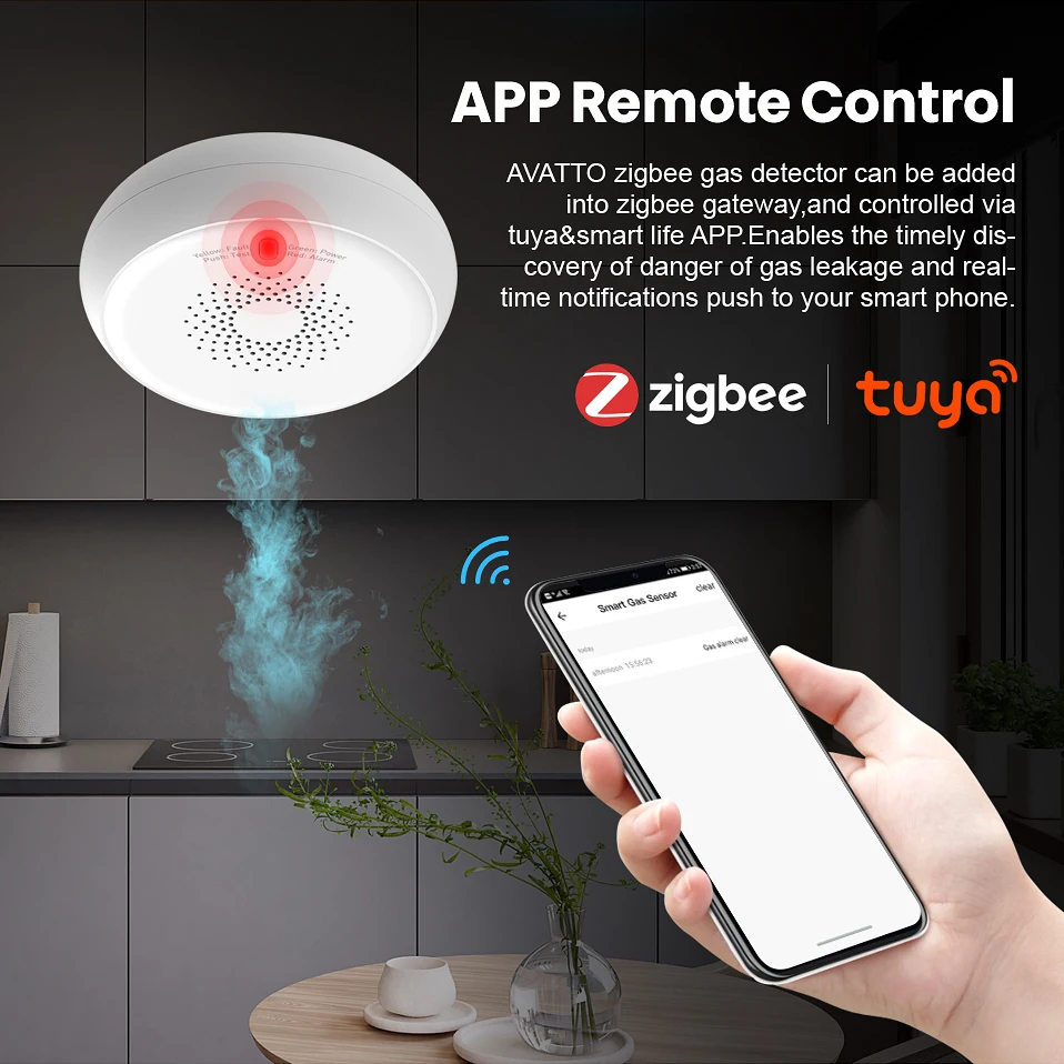 Rilevatore di perdite di Gas AVATTO Tuya Zigbee, sistema di allarme sensore di Gas naturale intelligente l\'app Smart Life funziona con l\'hub Gateway