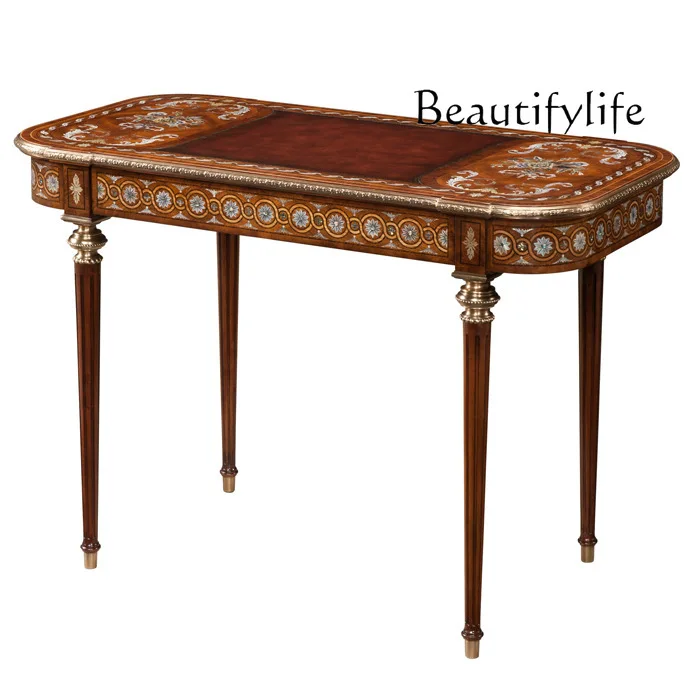 

Nordic mahogany dresser classical European writing desk inlaid shell desk