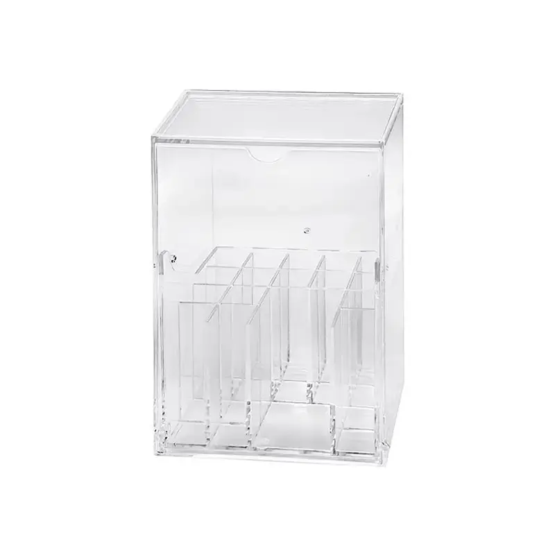 

Премиум-органайзер для косметики с откидной крышкой, прозрачный, пыленепроницаемый, для хранения кистей и аксессуаров, настольный органайзер для косметики, кистей и аксессуаров.