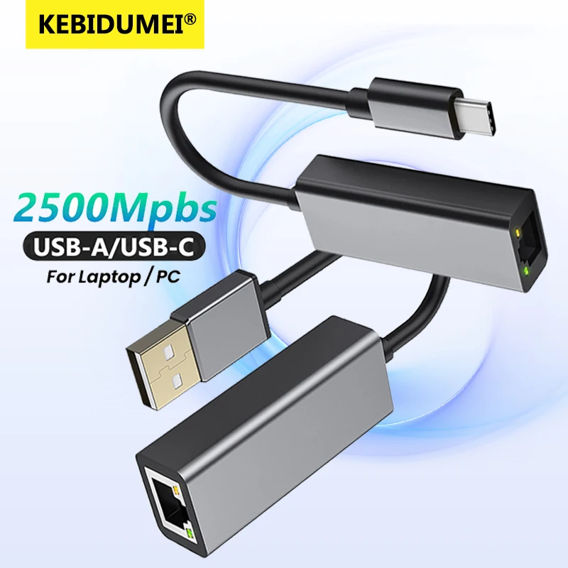 USB C Ethernet Adapter 2500Mbps 2.5G USB 3.0 Lan RJ45 Thunderbolt 3 Network Card for Laptop Macbook Samsung iPad Ethernet Hub