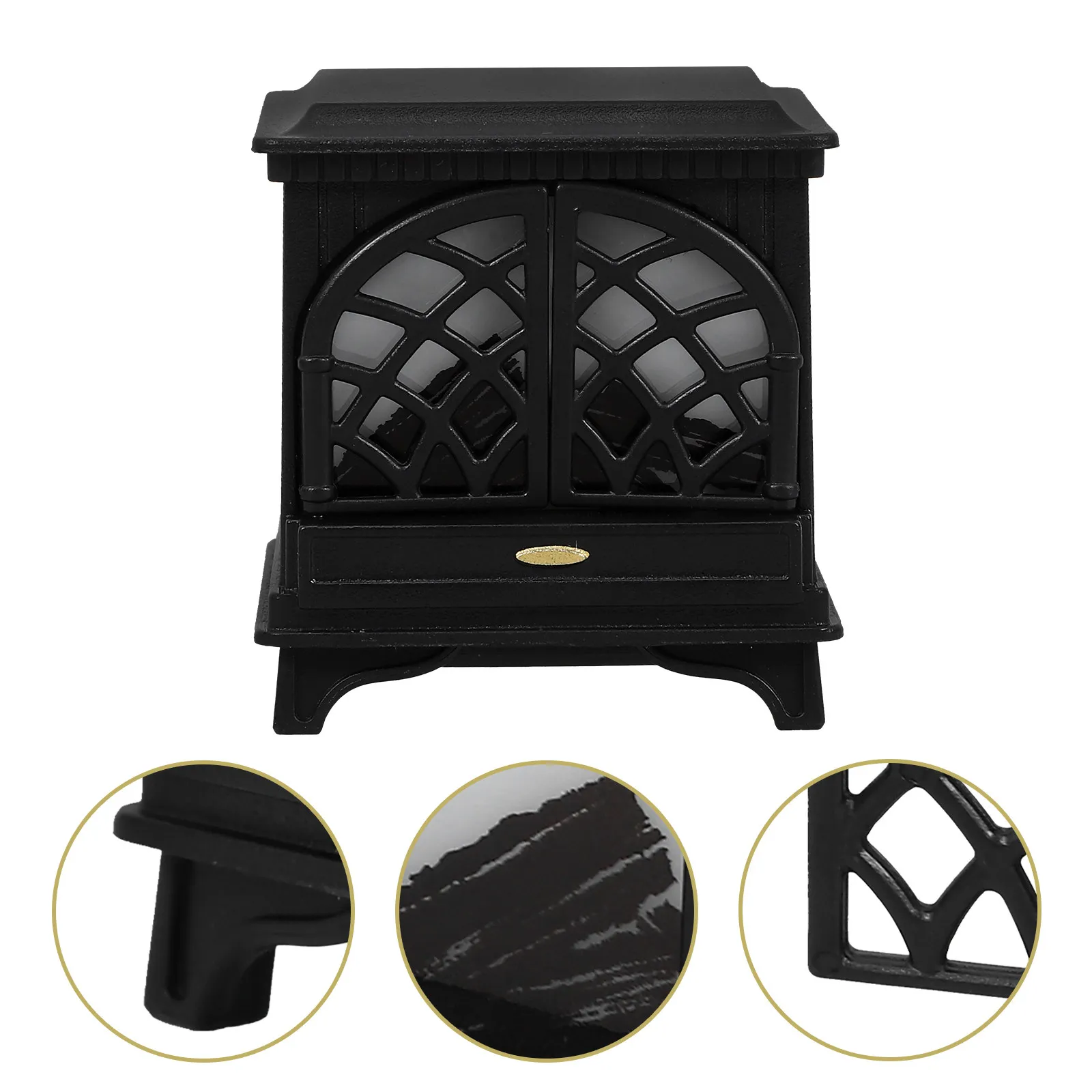 

Miniature Fireplace Plastic Ornament Simulated LED Flame Effect Mini House Decoration Cozy Modern Fireplace Accessory