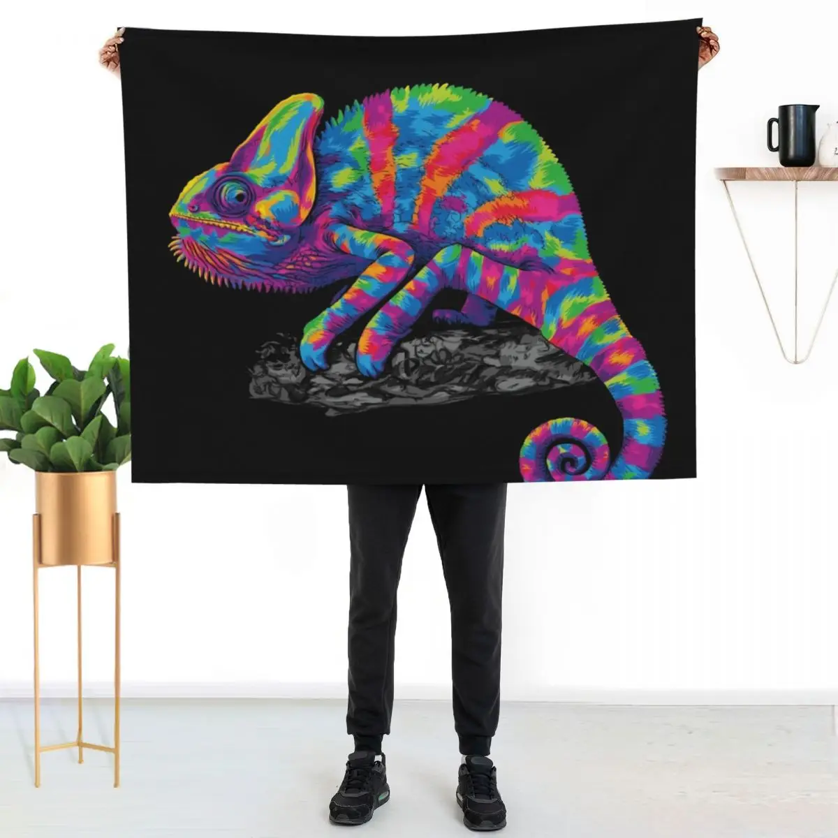 Colorful Chameleon Throw Blanket Softest sofa bed Cute Furry Comforter manga Blankets