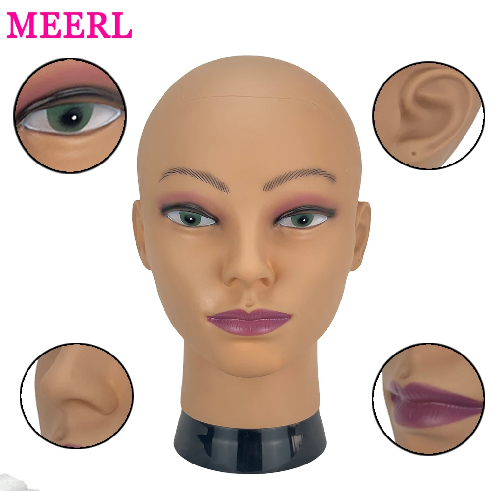 Cabeza de maniquí calvo con trípode, cosmetología profesional para hacer pelucas, exhibición de pelucas, pelos con accesorios de peluca, Kit de