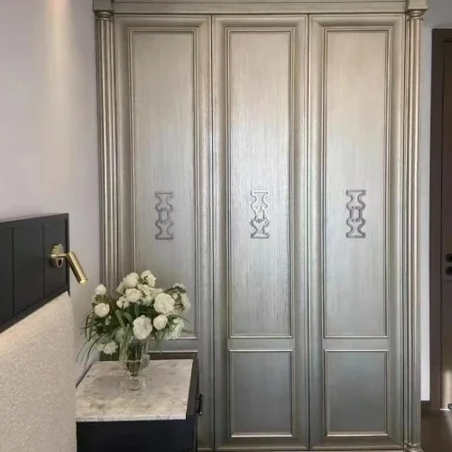 LJYAmerican light luxury champagne color premium gray wardrobe retro master bedroom three doors four doors wardrobe