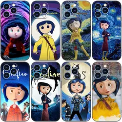 Coraline and the magic door Phone Case For Apple iPhone 14 13 12 Mini 11 Pro XR X XS MAX 6S 7 8 Plus 5S SE 2020 2022 Black Cover