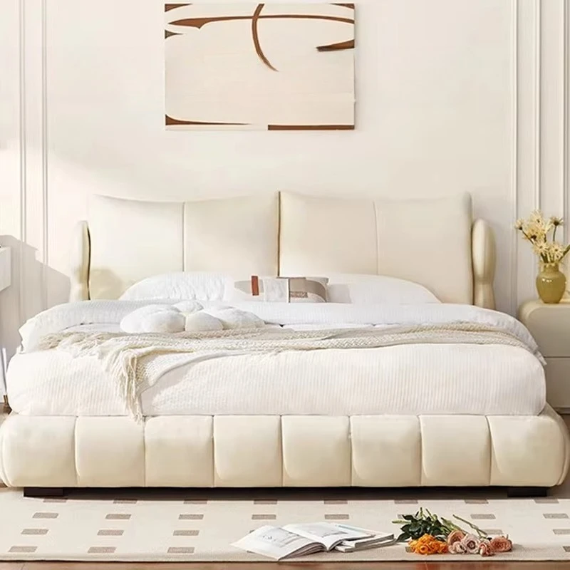 

m Modern Bedroom Furniture Double Bed Luxury King Queen Size Solid Wood Platform Bed Frame Upholstered Soft Bed Smart m