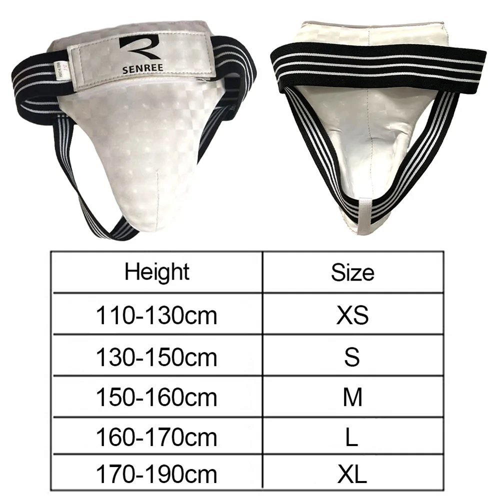 Jockstrap Taekwondo Pria Wanita, perlengkapan pelindung olahraga tali Jockstrap tinju putih pelindung selangkangan tebal kulit tempur Gratis