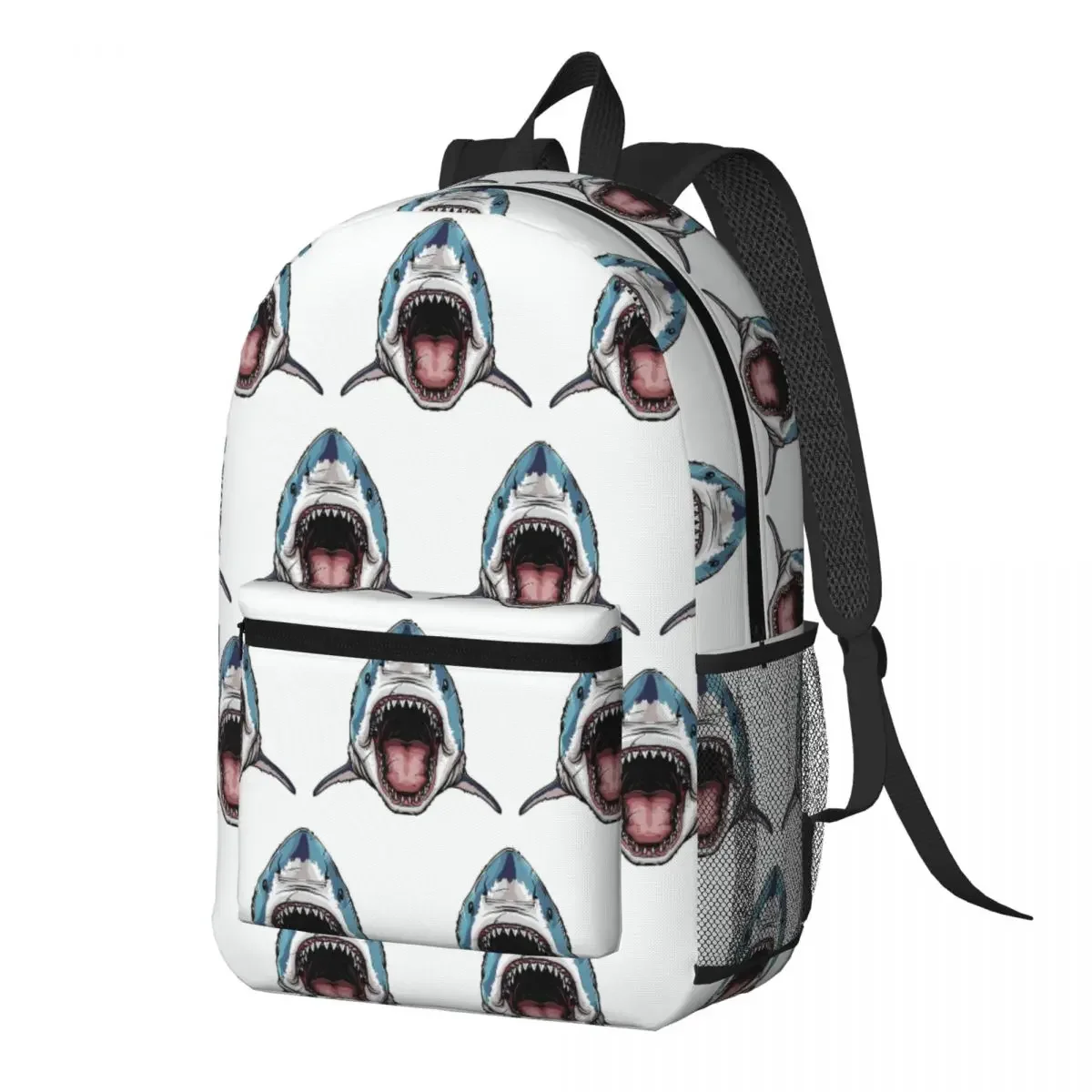 Shark Open Mouth Cartoon Backpack Daypack Large Capacity Kids BookBag School Bag Shoulder Bags for Men Women