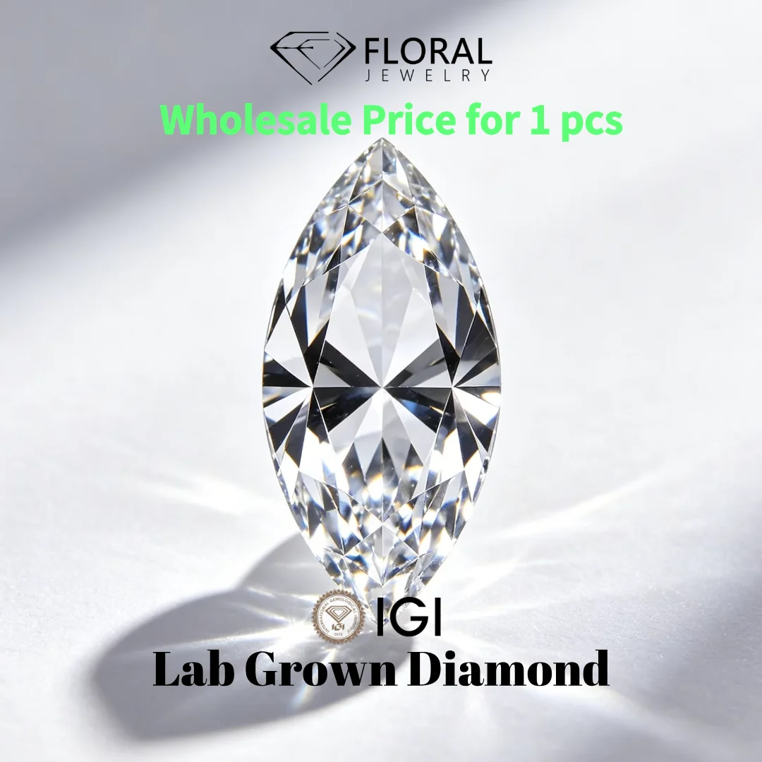 CVD HPHT Laboratory Diamond Marquise Cut 1ct 2ct 3ct 5ct DEF Flawless Loose Lab Grown Diamond with IGI GIA for Personal Design