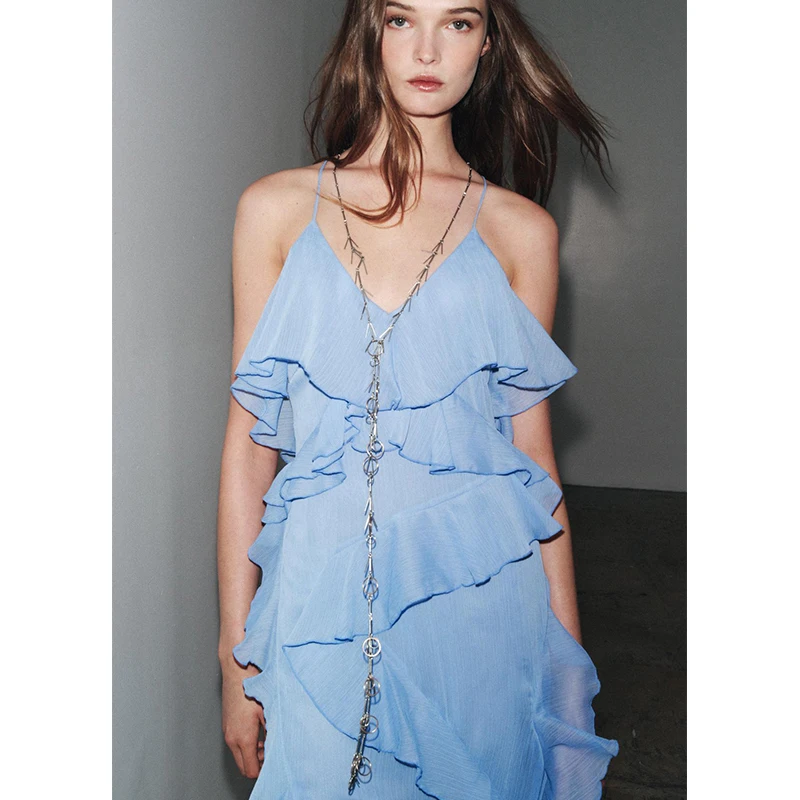 Verão novo feminino longo svel v-ne praia vaion sle dr em camadas decoração ele até o chão vestido 8779040