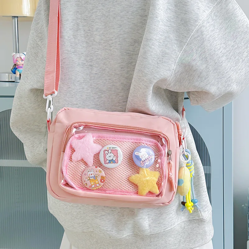 Japan and South Korea Cute Small Bag Female Anime Pain Bag Pure Color Fresh Student Korean Simple Bag Crossbody Bags Female