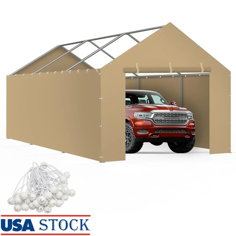 Heavy Duty Carport Canopy Cover Replacement Sidewalls Waterproof Tarp Garage Shelter Vehicle Protection System