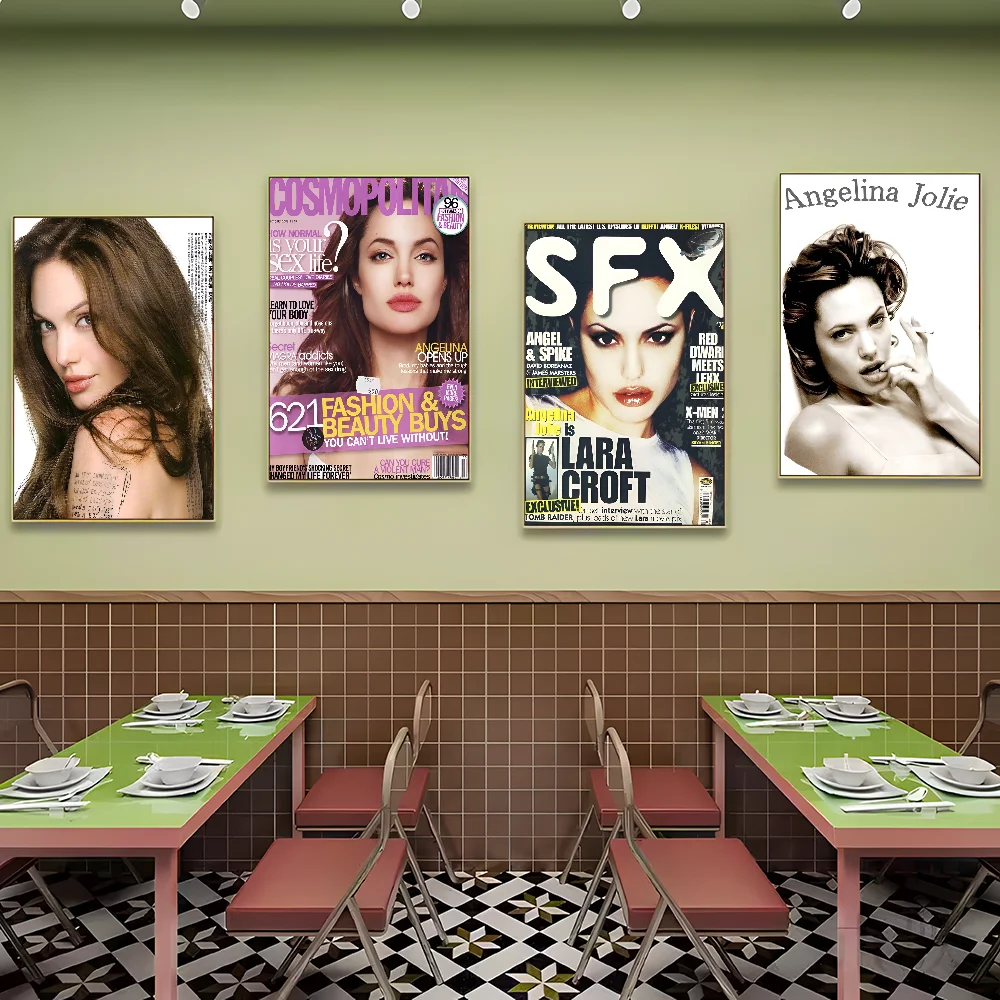 ملصقات لاصقة لفيلم أنيمي لديكور المنزل ، ملصق أنجلينا جي جولي ، غرفة عتيقة ، بار ، مقهى ، ديكور شمالي #3