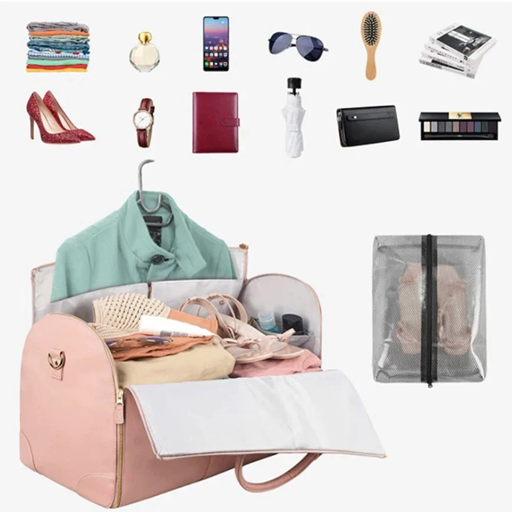Buylor Lot de 2 sacs pliables pour costumes, grande capacité, sac de voyage avec pochette à chaussures, sac à main imperméable pour femme, sac de sport extérieur