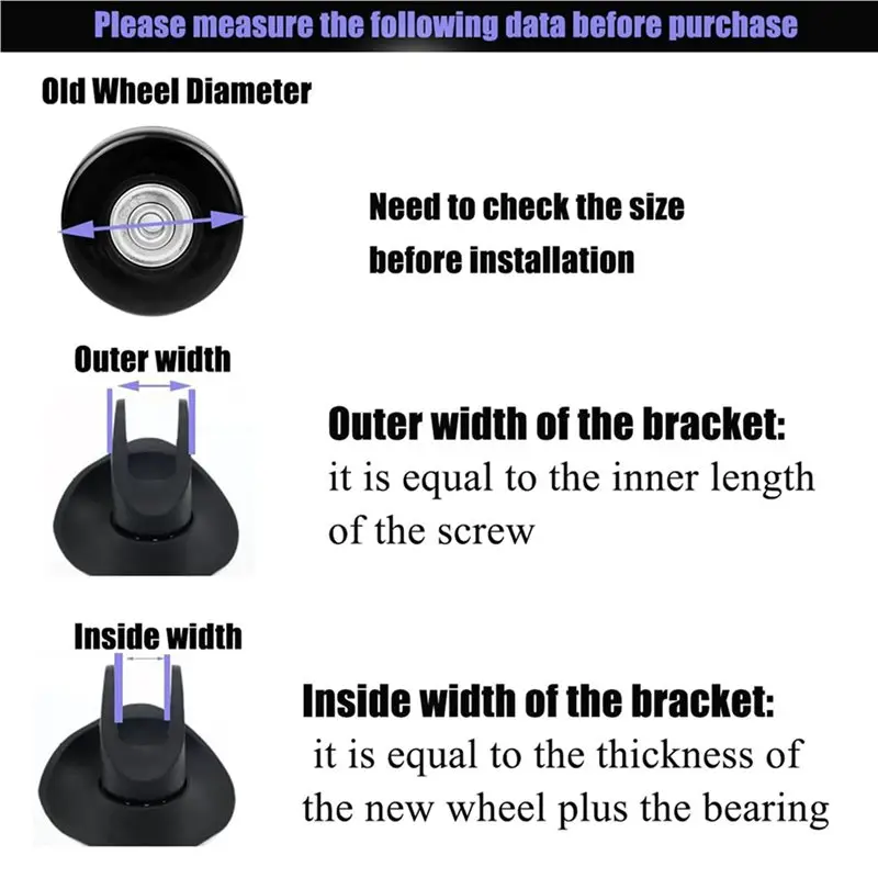 【بيع جديد】8 قطعة عجلات استبدال حقيبة الأمتعة، عجلات دوارة محامل إصلاح أطقم عجلات استبدال الأمتعة 40 مم × 18 م #4