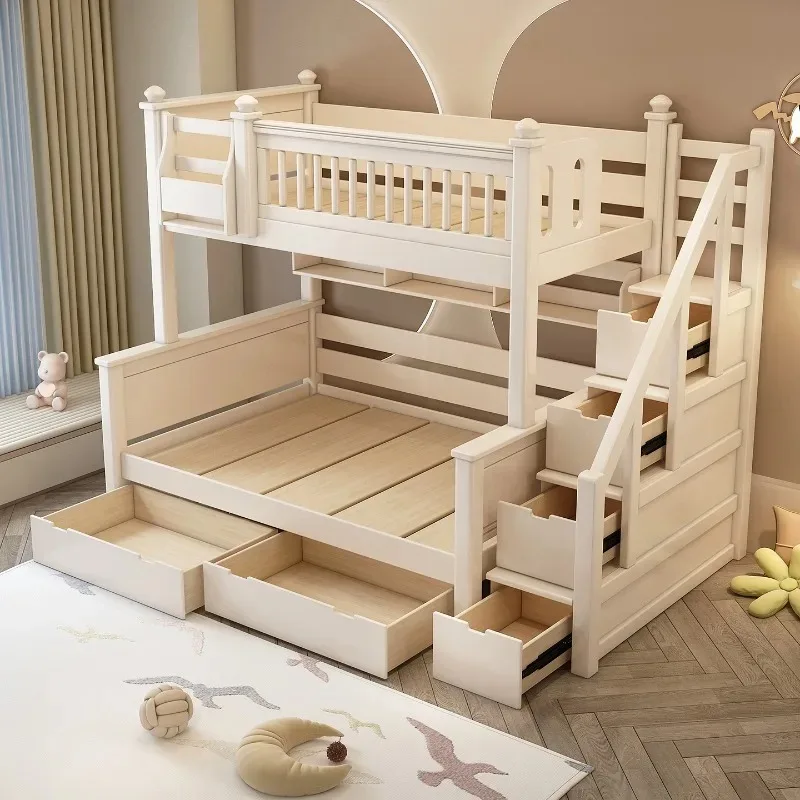 Edredón de madera para niños, camas para niños, tamaño King, litera de estilo moderno, Camas para niños, dormitorio de princesa, Litera Infantil, muebles para niños