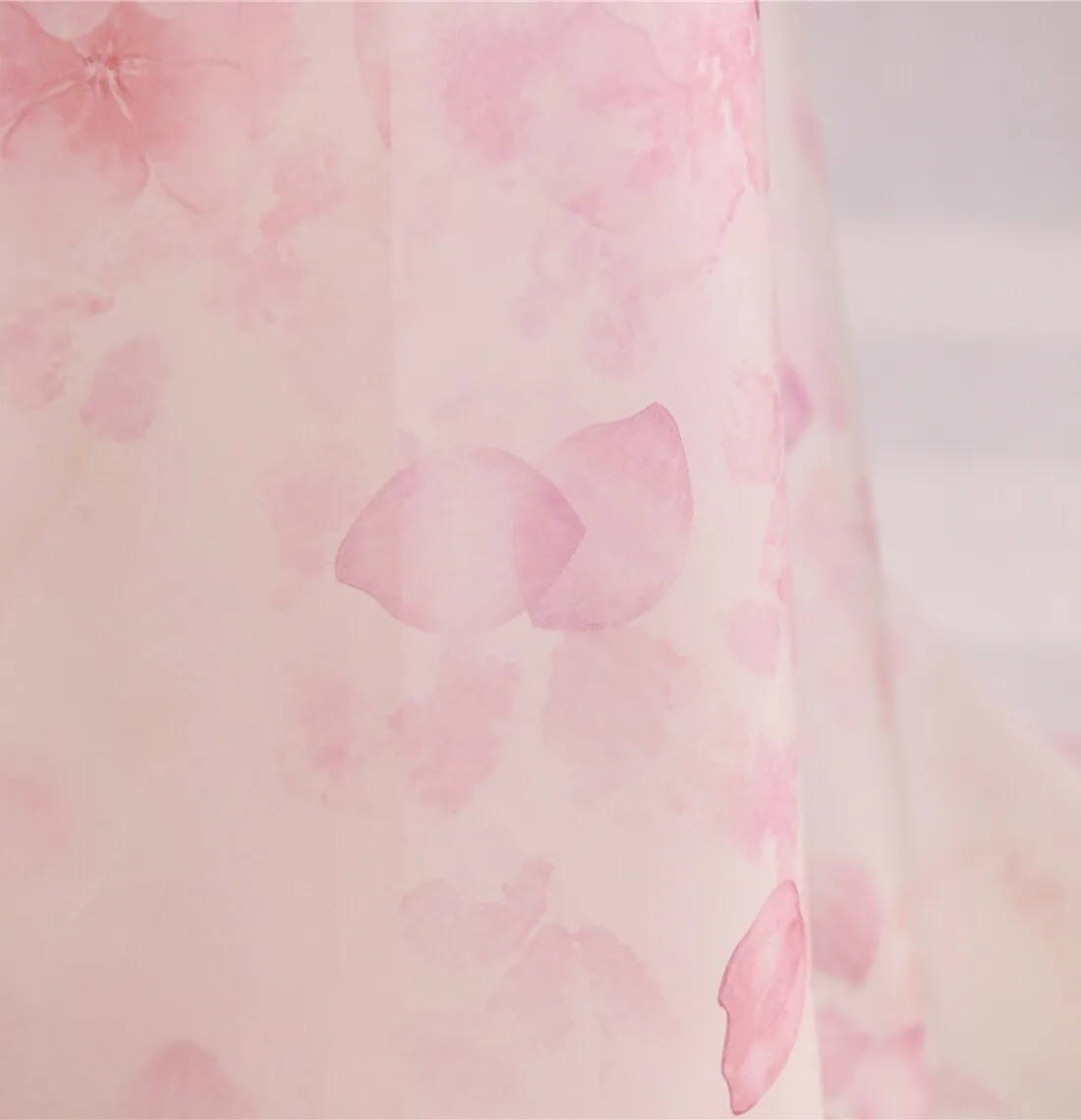 3m Txl Designer Hazy Off-White Gradient Watercolor Pink Cherry Blossom Silk Organza Fabric Warm Romantic Atmosphere