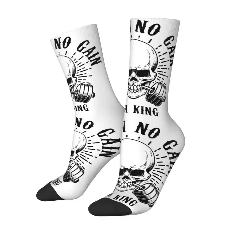 Kawaii Mens No Pain No Gain Dress Socks Unisex Warm Comfortable 3D Printed Bodybuilding Fitness Gym Crew Socks