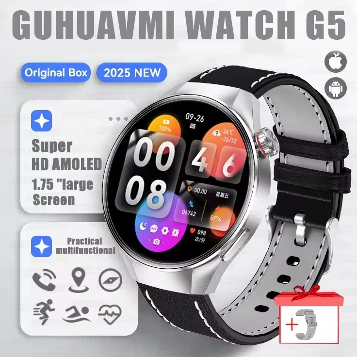 2025 New Originl Watch G5 PlUS Smart Watch 1.75" HD AMOLED Screen GPS track Heart Rate Bluetooth Call Compass Smartwatch for Men