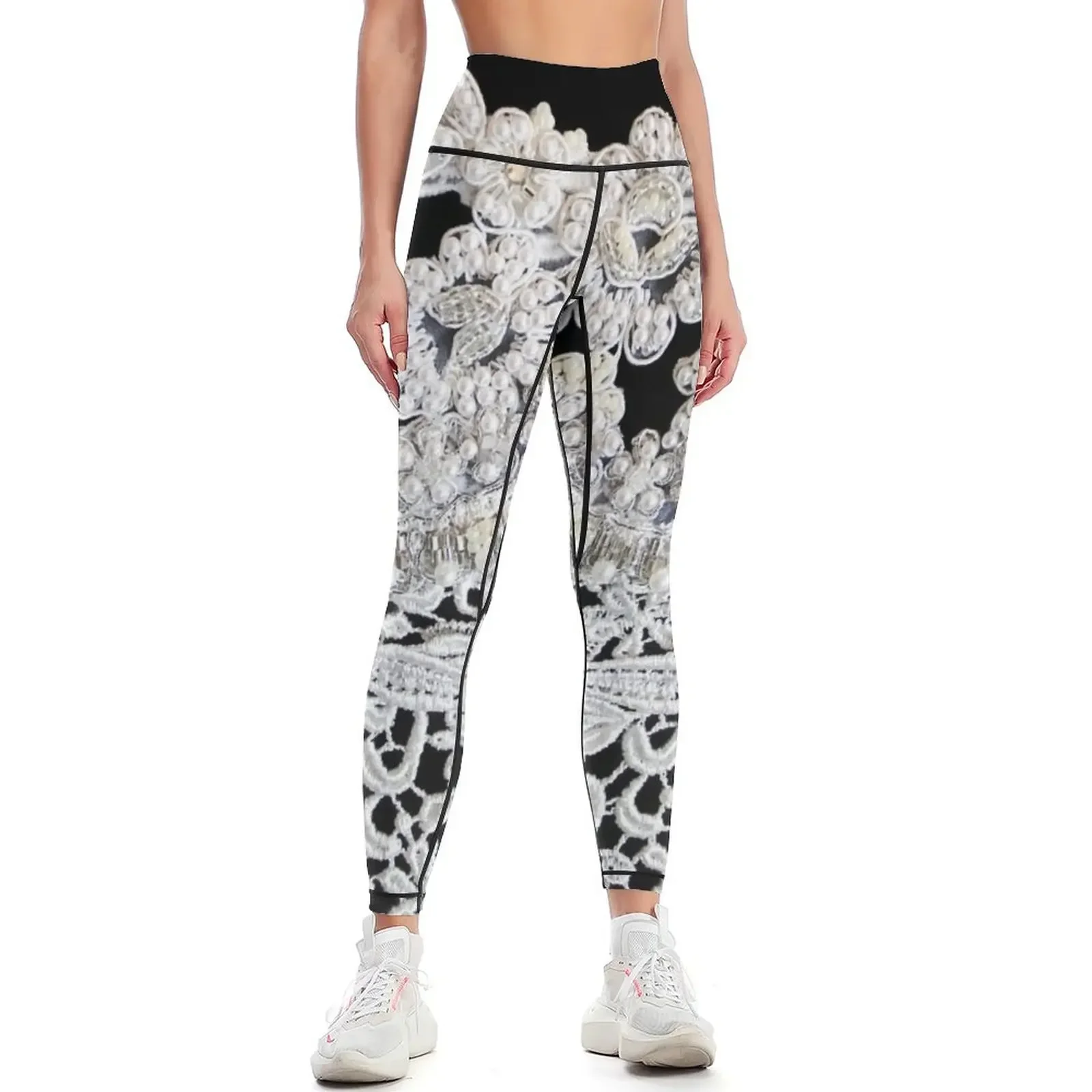 

COUTURE PRINT- PEARLS Leggings sports for gym Women's fitness workout shorts Fitness clothing Womens Leggings