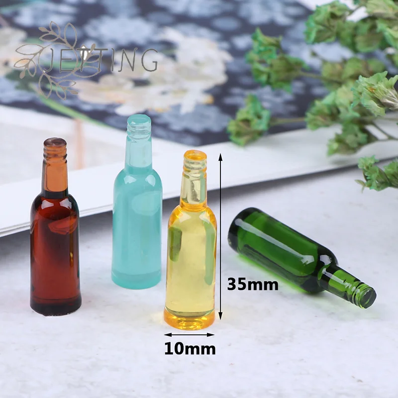 ชุดขวดเครื่องดื่มเบียร์และไวน์จิ๋วสำหรับบ้านตุ๊กตา ขนาด 1:12 จำนวน 6 ชิ้น อุปกรณ์เสริมสำหรับครัวตุ๊กตา
